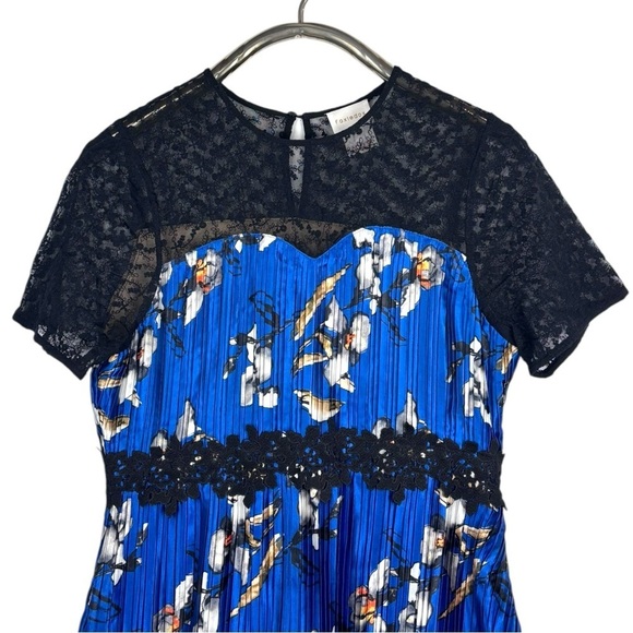 FOXIE DOX CARMELLA BLUE FLORAL PLEATED LACE MINI DRESS - Picture 5 of 14